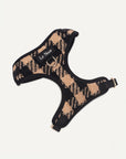 Brown checkered adjustable dog harness made by Le Noof