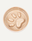 Brown ceramic slow feeder dog bowl