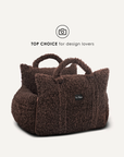 Designer brown teddy dog car bed with soft premium fabric