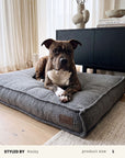 Grey Boucle Square Dog Bed