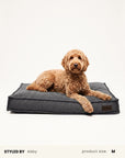 Grey Boucle Square Dog Bed
