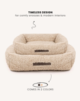 Beige cozy teddy sofa dog bed, Le Noof