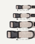 Beige herringbone dog collar size comparison, Le Noof