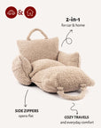 Beige Teddy Travel Car Dog Bed