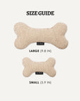 Beige boucle bone dog toy in two sizes, Le Noof