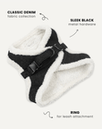Black Denim Dog No-Pull Vest Harness