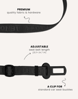 Black jacquard dog seatbelt, Le Noof