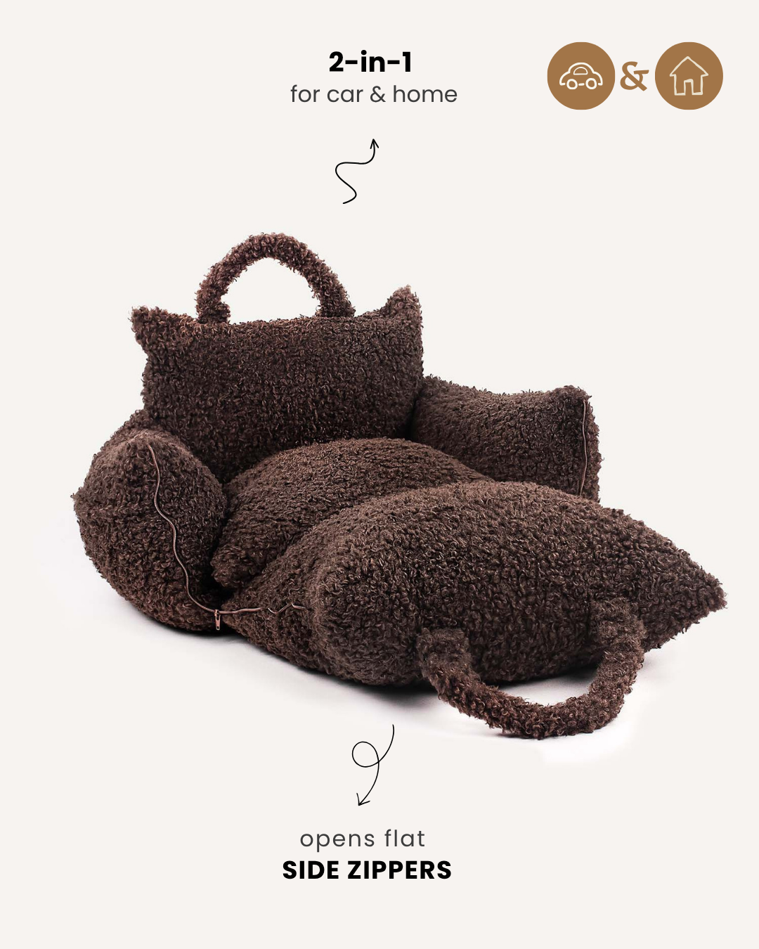 Brown Teddy Car Dog Bed