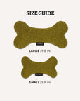 Chartreuse green boucle bone dog toy in two sizes, Le Noof