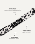 Cow print dog collar close-up, Le Noof