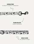 Cow print dog leash close-up, Le Noof
