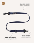 Dark blue denim dog seatbelt, Le Noof