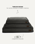Grey boucle premium square dog bed, Le Noof