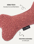 Dusty pink boucle bone dog toy close-up, Le Noof