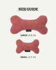 Dusty pink boucle bone dog toy in two sizes, Le Noof