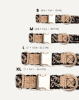 Brown checkered dog collar size comparison, Le Noof