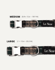 Green plaid dog collar size comparison, Le Noof