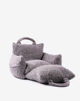 Grey Le Noof Dog Car seat with opened side wall for easier access and home naps