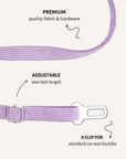 Lavender Corduroy Dog Seatbelt