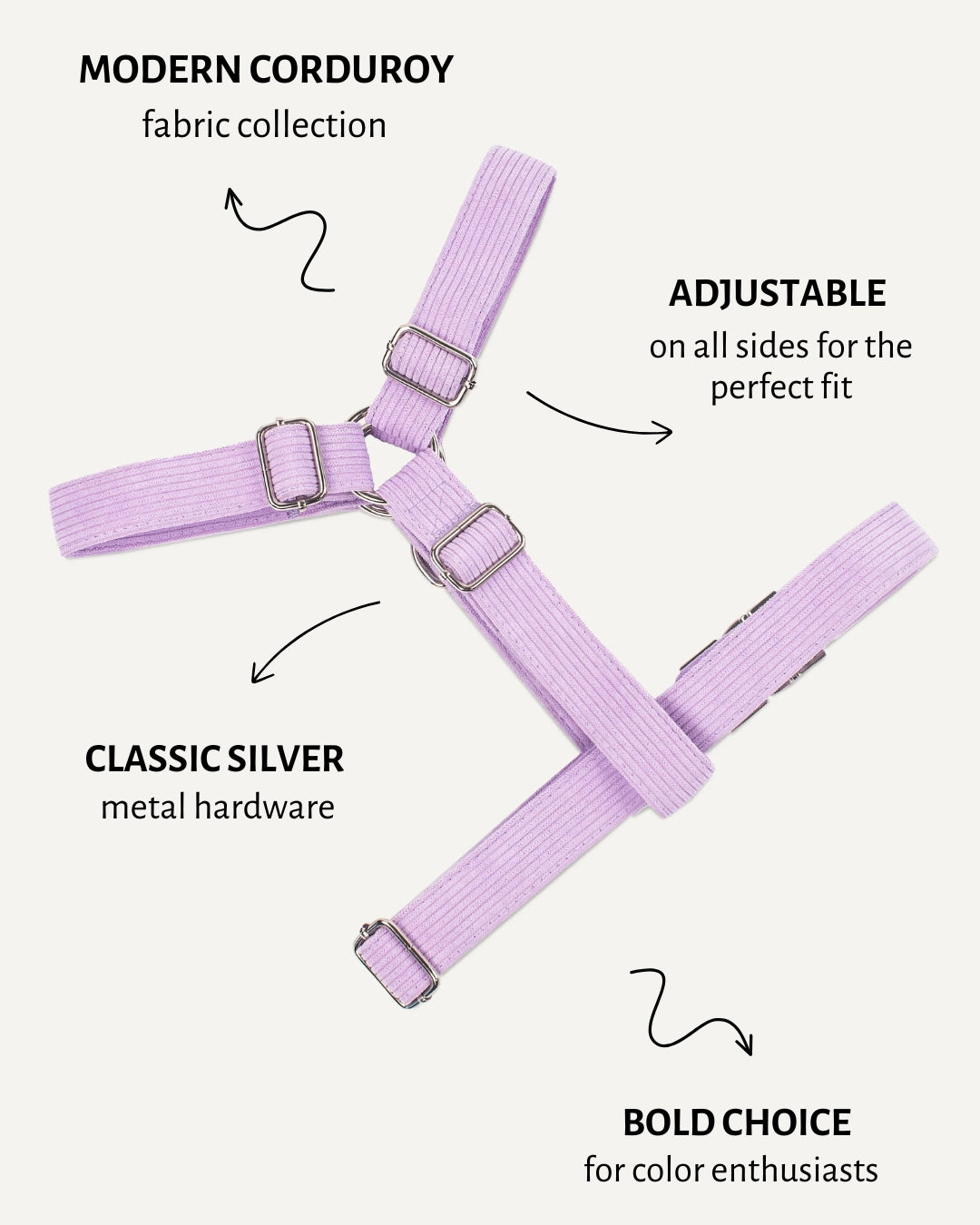 Lavender Corduroy Step-In Harness