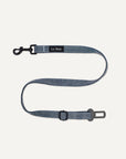 Light blue denim dog seat belt with Le Noof logo