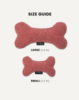 Dusty pink boucle bone dog toy in two sizes, Le Noof