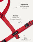 Red jacquard designer step-in dog harness, Le Noof