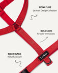 Red jacquard step-in dog harness, Le Noof
