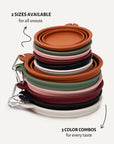 stack of collapsible dog bowls in different colors