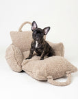 Beige Teddy Travel Car Dog Bed