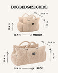 Beige teddy travel car dog bed sizes, Le Noof