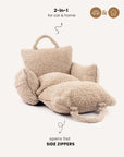 Beige Teddy Travel Car Dog Bed