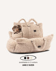 Beige Teddy Travel Car Dog Bed