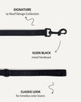 Black jacquard dog leash close-up, Le Noof