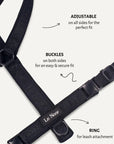 Black jacquard step-in dog harness, Le Noof