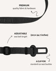 Black jacquard dog seatbelt, Le Noof