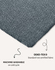 Blue boucle floor dog pillow close-up, Le Noof