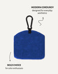 Blue corduroy dog treat pouch back view, Le Noof