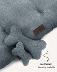 Blue boucle floor dog pillow with matching toys, Le Noof
