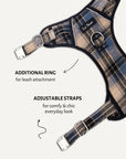 Blue Plaid No-Pull Backpack Harness