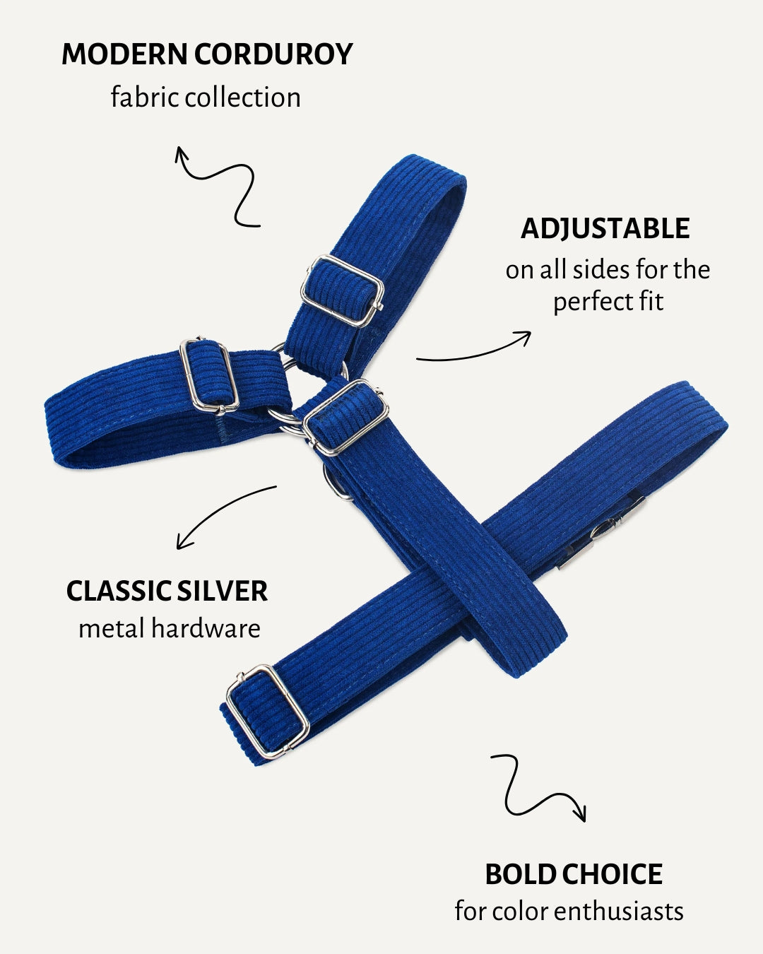 Blue Corduroy Step-In Harness