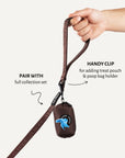 Brown jacquard dog leash with poop bag holder, Le Noof