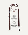 Brown jacquard dog leash, Le Noof
