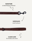 Brown jacquard dog leash close-up, Le Noof