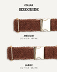 Brown teddy dog collar size comparison, Le Noof