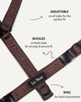 Brown jacquard designer step-in dog harness, Le Noof
