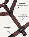 Brown jacquard step-in dog harness, Le Noof