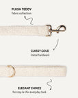 Cream white teddy dog leash close-up, Le Noof
