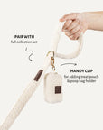 Cream white teddy dog leash with poop bag holder, Le Noof