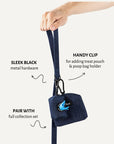 Dark blue denim dog leash and poop bag holder, Le Noof